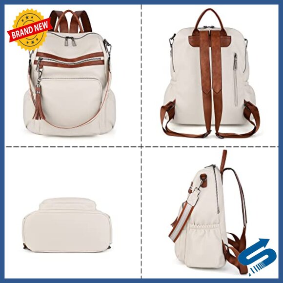 Large Vegan Leather Convertible Backpack Purse with Tassel, Holds Laptop main image 4